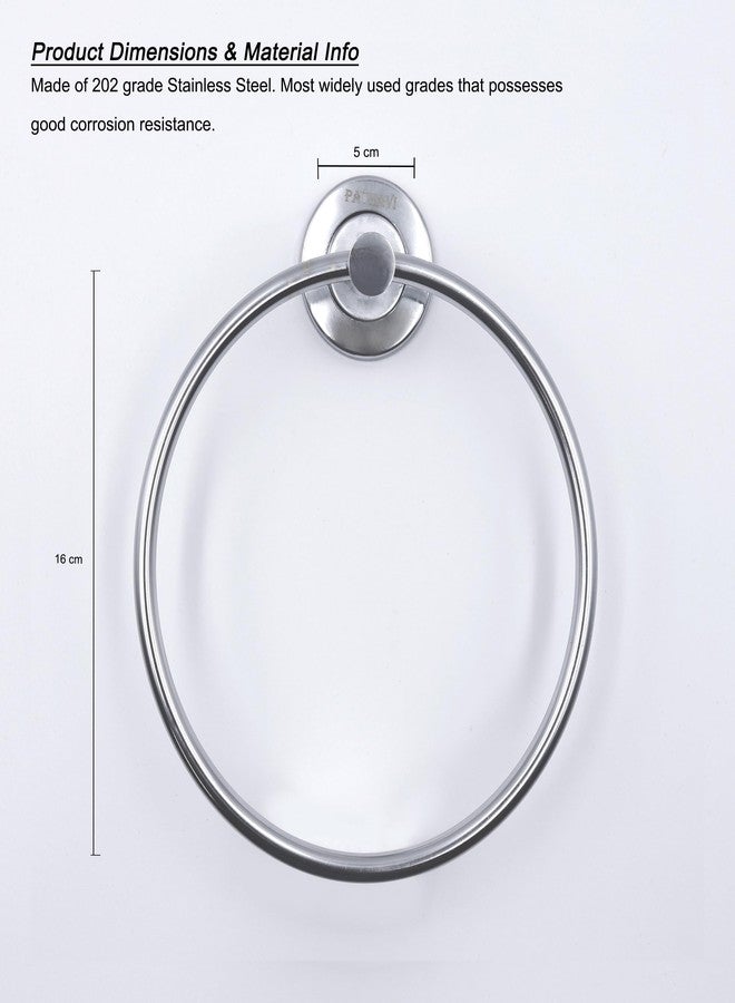 Pathavi Stainless Steel Towel Holder for Bathroom | Wash Basin | Towel Hanger | Napkin Holder for Wash Basin | Towel Ring| Bathroom Accessories (Round, Chrome Finish, Pack of 2) - Image 3